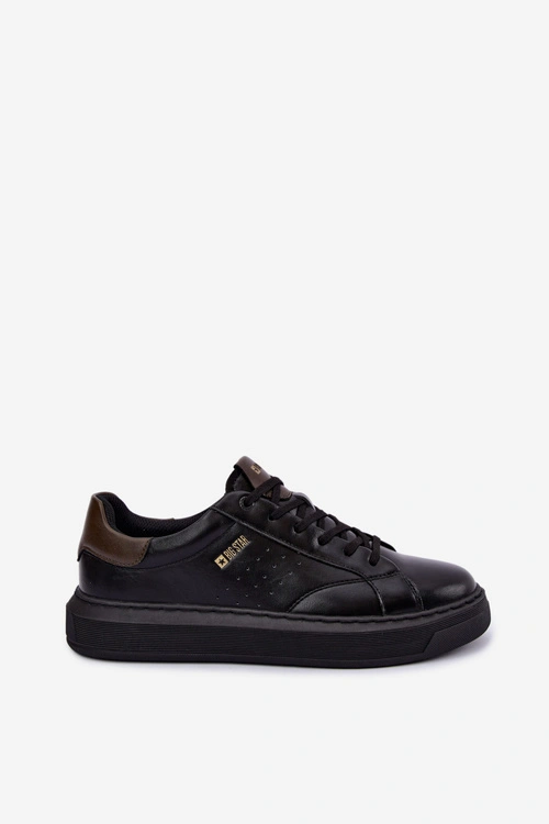 Skórzane Sneakersy Na Platformie Męskie Big Star UU174291 Czarne