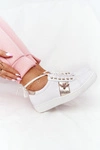 Damskie Skórzane Tenisówki Lewski Shoes 2786-0 Biało-Złote