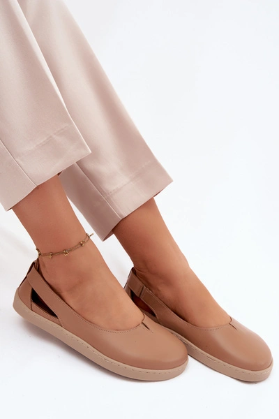 Skórzane Baleriny Barefoot Zazoo 10217 Cappucino