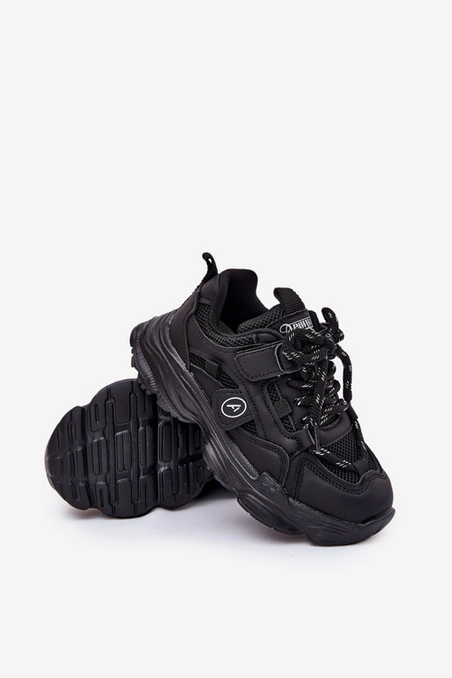 Sneakersy Dziecięce Na Platformie Czarne Hanomess