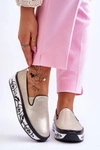 Damskie Skórzane Tenisówki Slip-On Złote Ottavia