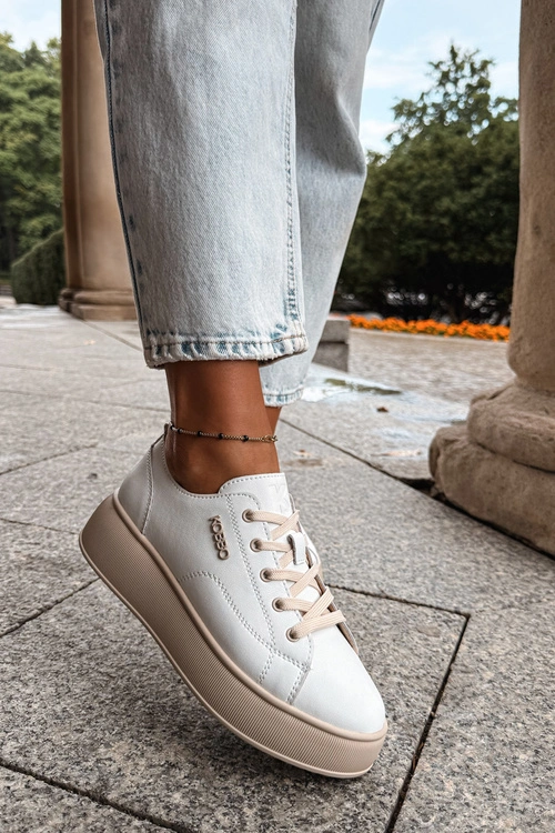Skórzane Sneakersy Na Platformie Kobbo 41535 Białe