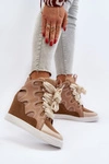 Damskie Sneakersy Na Koturnie Beżowe Leoppa