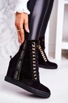 Damskie Zamszowe Sneakersy Z Tasiemką BOOCI 2222/543/z Czarne