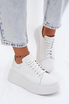 Skórzane Sneakersy Damskie Na Platformie Zazoo N408S2 Białe