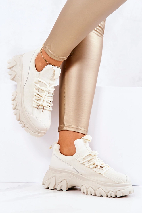 Damskie Sportowe Buty Sneakersy Jasnobeżowe Miles