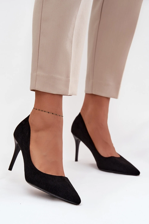 Szpilki Damskie Z Eko Zamszu Czarne Elvessa