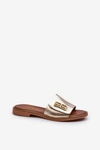 Zazoo 40384 Eleganckie Skórzane Klapki Damskie Złote