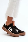 Zazoo N1095S2 Sneakersy Skórzane Damskie Na Platformie Czarne