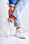 Skórzane Buty Sportowe Z Ozdobą Białe Calerie